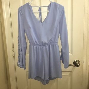 Charlotte Russe baby blue bell sleeved romper